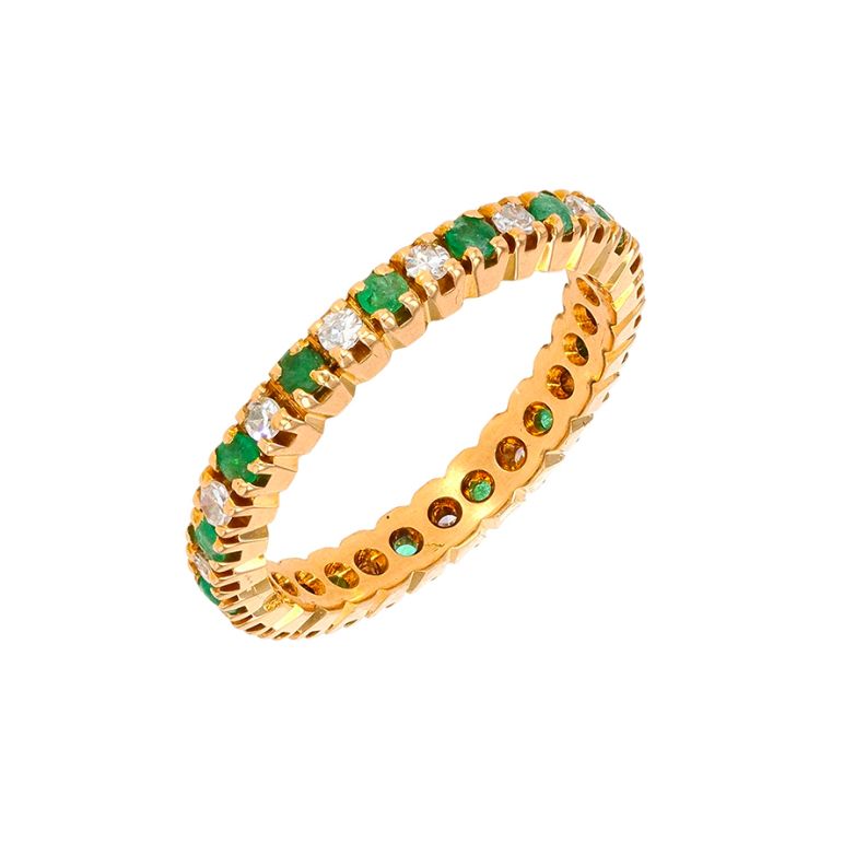 Alliance émeraudes 0.15 carat et diamants 0.30 carat or jaune 2.92g Comme neuf -  reconditionné disponible sur Gemme Les Bijoux